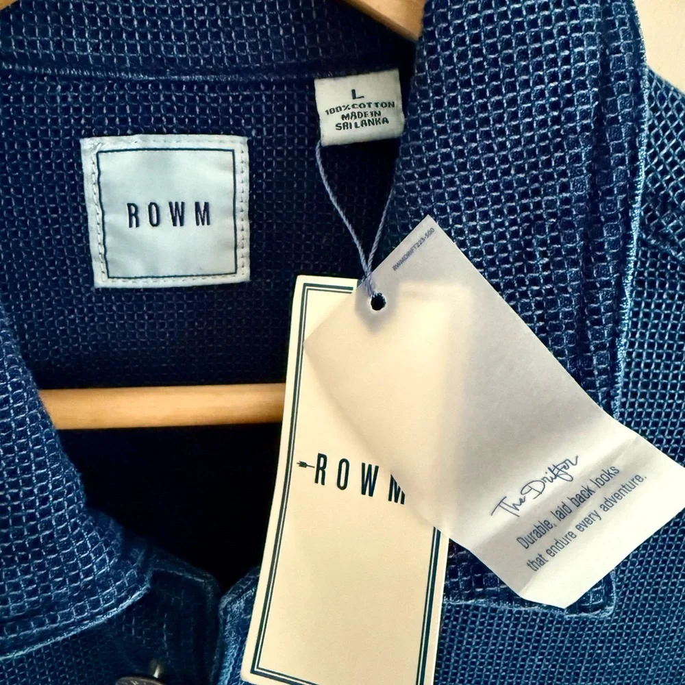ROWM Shacket/Jacket Waffle Texture Indigo Dyed for Men Casual Chore Barn